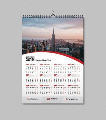 Laminated Multi Color Wall Calendar Spiral Binding