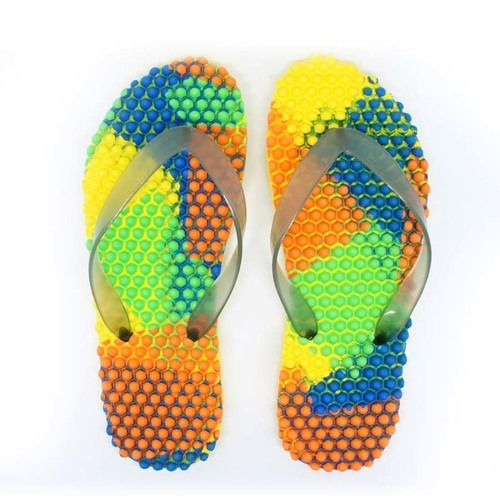 Yellow/Transparent Unisex Multicolor Massage Eva Flip Flops Slippers