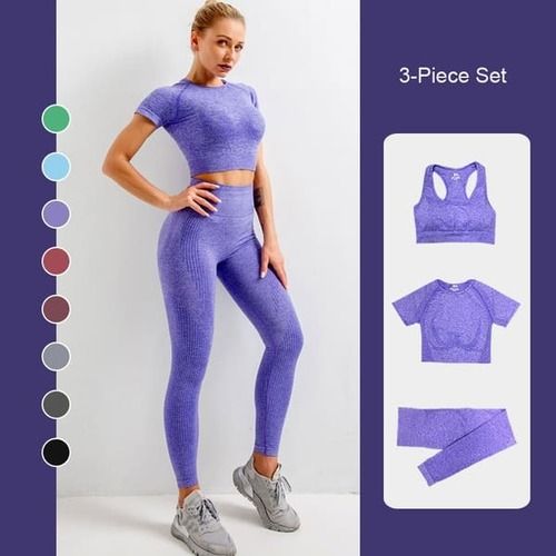 Various Colors Are Available 3 Piece Women Seamless Yoga Legging