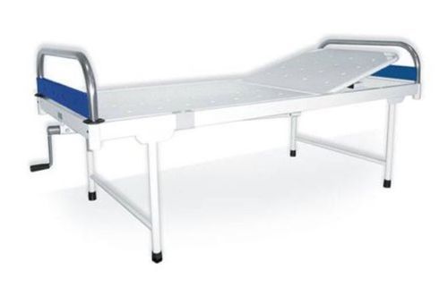 White And Blue Hospital Semi Fowler Bed With Stainless Steel Bows