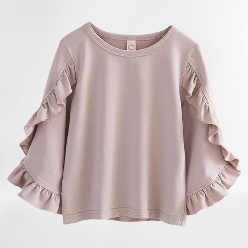 Light Red Ladies Bell Sleeves Plain Party Wear Top