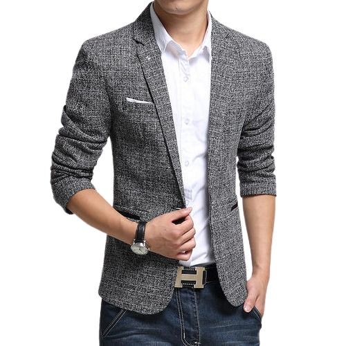 Washable Cotton Slim Fit Mens Light Black Plain Blazer