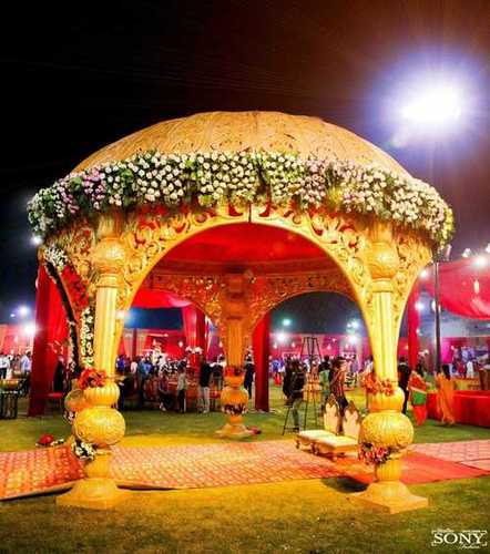 Yellow Decorative Hindu Wedding Mandap