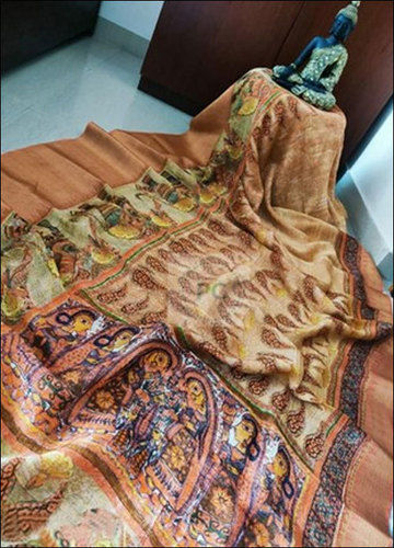 Golden Ladies Digital Printed Linen Saree