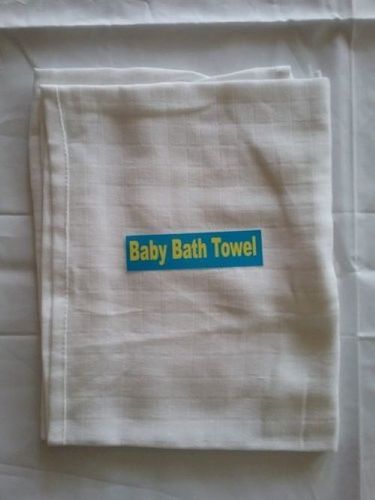 Cotton White Color Baby Bath Towels