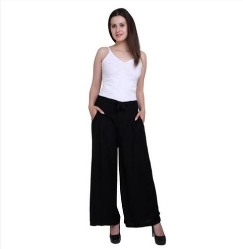 Black Belt Plate Rayon Palazzo For Women