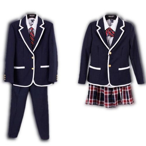 Short-sleeved College Style School Uniform Set For Girl And Boy