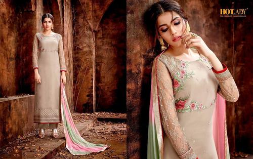 Light Gray Hotlady Mishti 5126 Georgette Embroidery Work Salwar Suits
