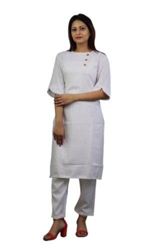 White Ladies Plain Rayon Kurti