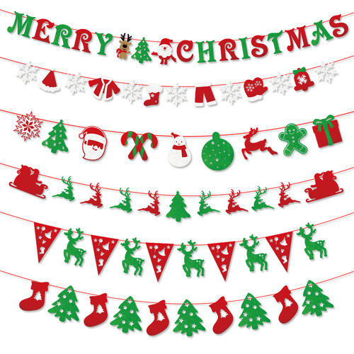 Green Merry Christmas Front Door Welcome Christmas Porch Banners Hanging Decoration