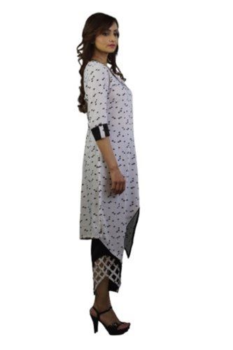 Straight Ladies White Kurti