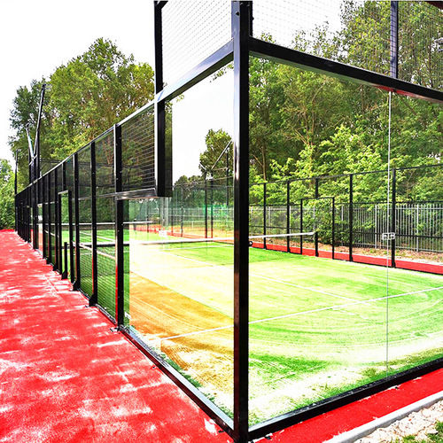 Transparent Youngman 12Mm Structural Tempered Toughened Padel Glass With Hole And Polished Edges