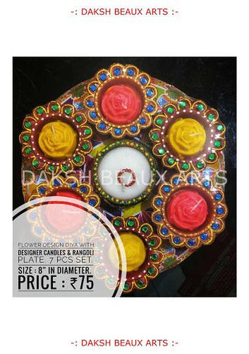 8 Inch Terracotta Diya Set