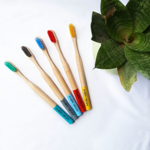 Red Eco Friendly Bamboo Round Toothbrush