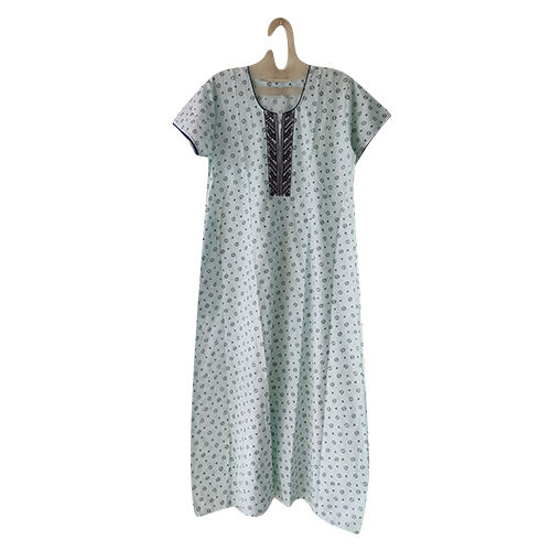 Printed Polyester Cotton A Line Nightgown