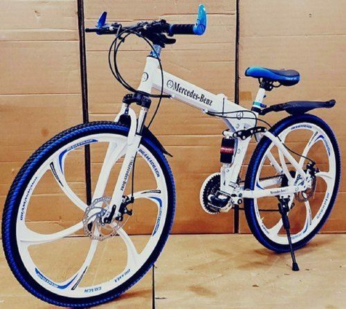 White Blue Mercedes Benz Foldable Bicycle Gender: Male