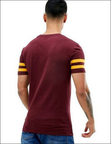 Maroon Cotton Half Sleeve Mens T-Shirt