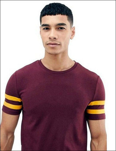 Maroon Slim Fit Half Sleeve Mens T-Shirt