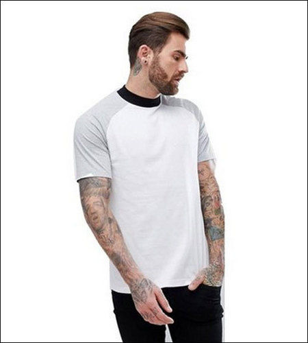 Silver Mens Plain Round Neck Slim Fit T-Shirt