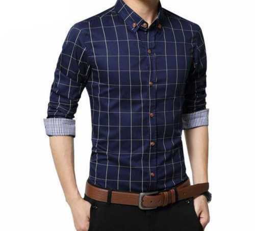Eco-Friendly Mens Casual Wear Shirts - Cotton Plaid, Full Sleeves, Breathable Features, Various Sizes