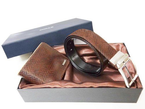 Zinc Midas Leather Belt And Wallet Combo Gift Set