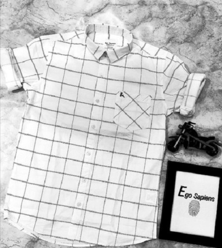White Comfortable Check Shirts For Men