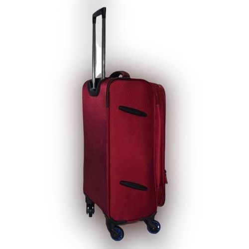 Plain Pattern Dark Red Polyester Wheeled Trolley Bag