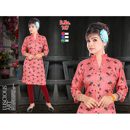 Rayon Printed Collar Kurti Size: Extra Large