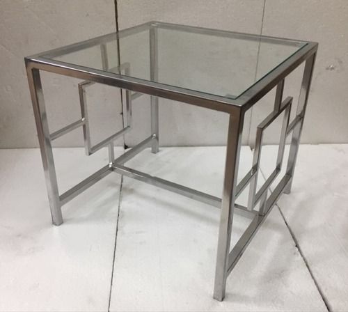 Designer Iron Side Table With Glass