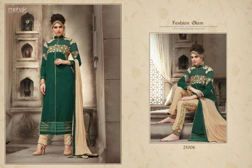 Green Mehak 21001 To 21009 Series Long Straight Suit With Pant