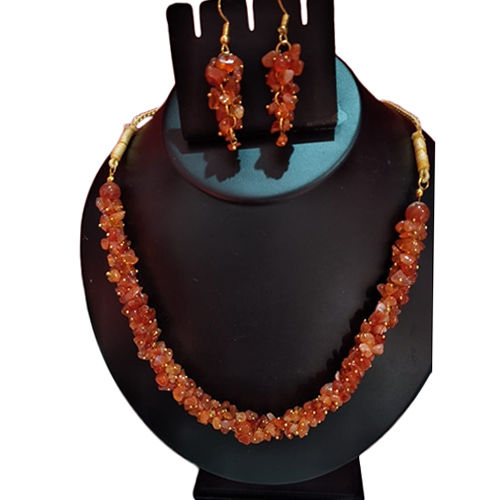 Red Carnelian Quartz Chip Necklace