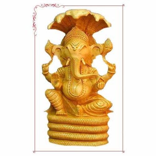 Wooden Ganpati On Naag Statue