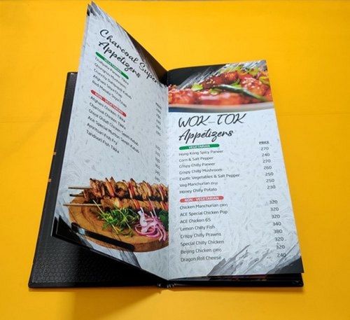 Customized Restaurant Folding Menu Card Printing Service By Pixels Paraiso