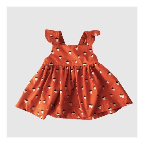 Brown 100% Cotton Printed Baby Girl Frock