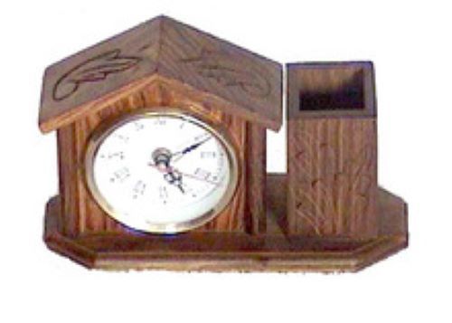 Hand Carved Wood Desk Clock