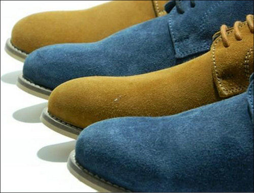 Blue Mens Suede Leather Shoes