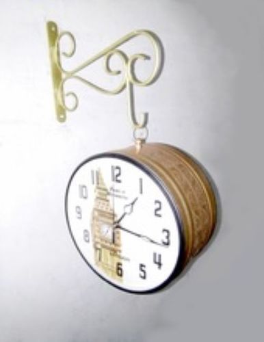 Brown Outdoor Two Faces Wall Clock