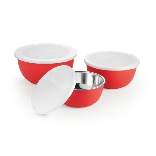 20cm Red Plastic Coated Bowl Set