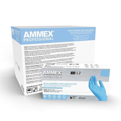 Ammex Stretch Synthetic Blue Vinyl Exam Gloves