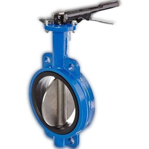 Manual Cast Iron Lever Operable Blue Butterfly Valve