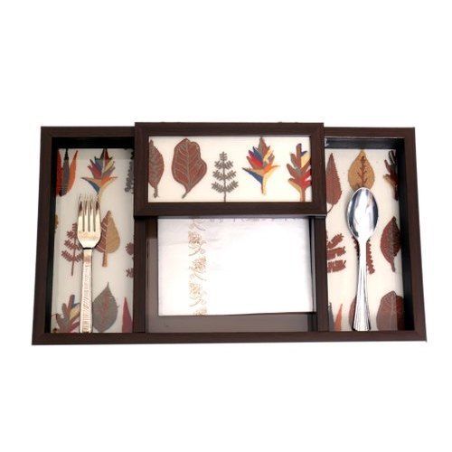 Wood Tissue Paper And Cutlery Box