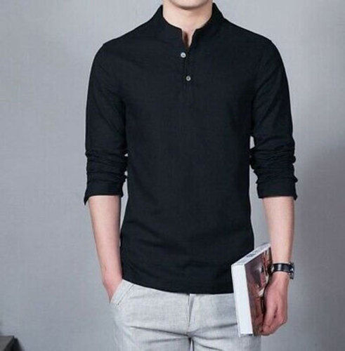 Mens Black Formal Wear Plain Shirt