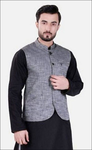 Grey Mens Casual Wear Nehru Jacket