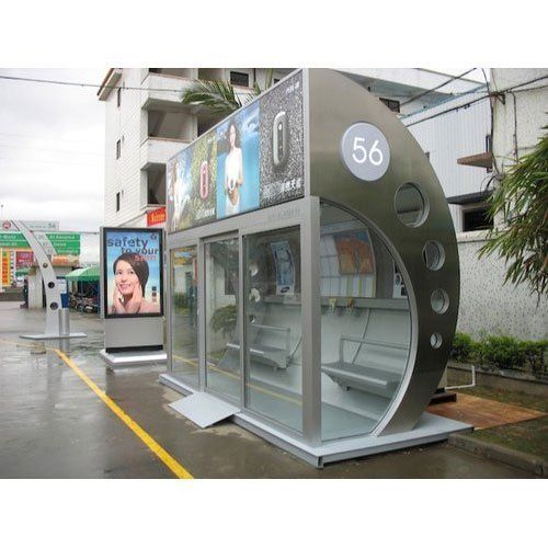 Customize Color Curved Shape Ss And Glass Bus Shelter