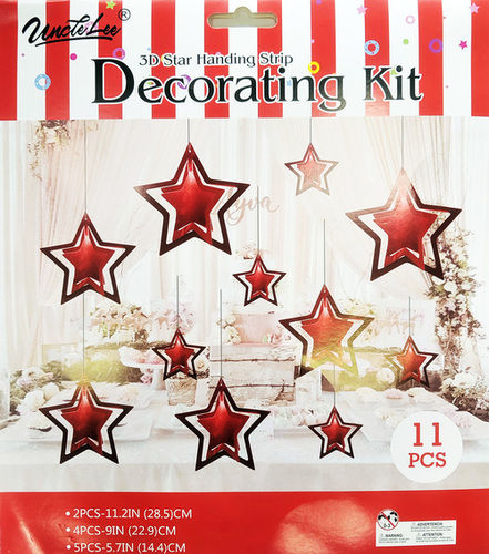 Hippity Hop Red Star Hanging Garland Kit for Decoration Set of 11 Pcs