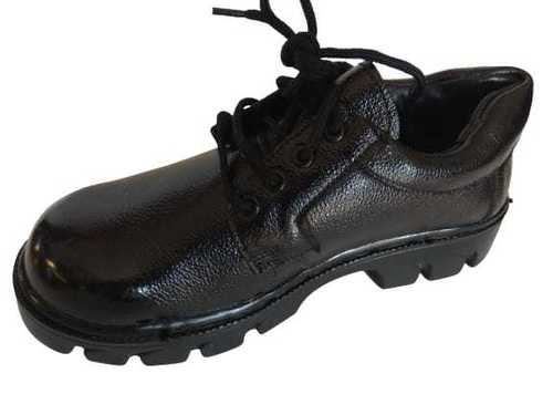 Mens Leather Safety Shoes - Size 6-10, Black Color | Anti Skid, Anti-Static, High Strength