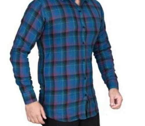 All Blue Color Check Pattern Mens Shirts