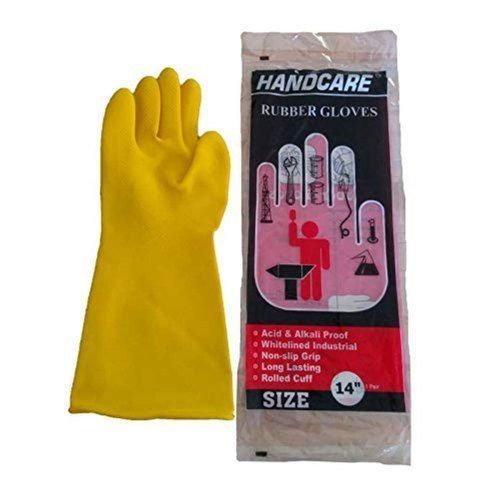 Plain Yellow Rubber Hand Gloves