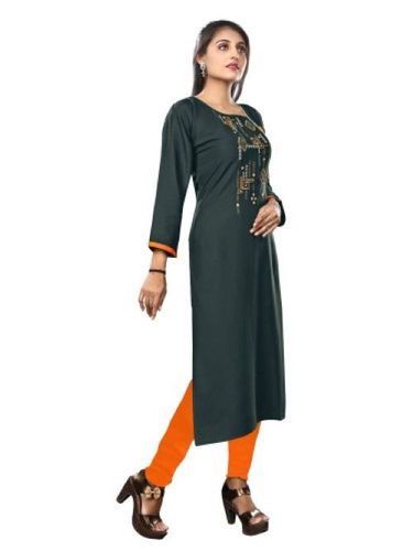 Dark Green Fancy Women Embroydary A-Line Kurti