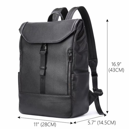 Light Weight Black Leather School Backpack with Attractive Design